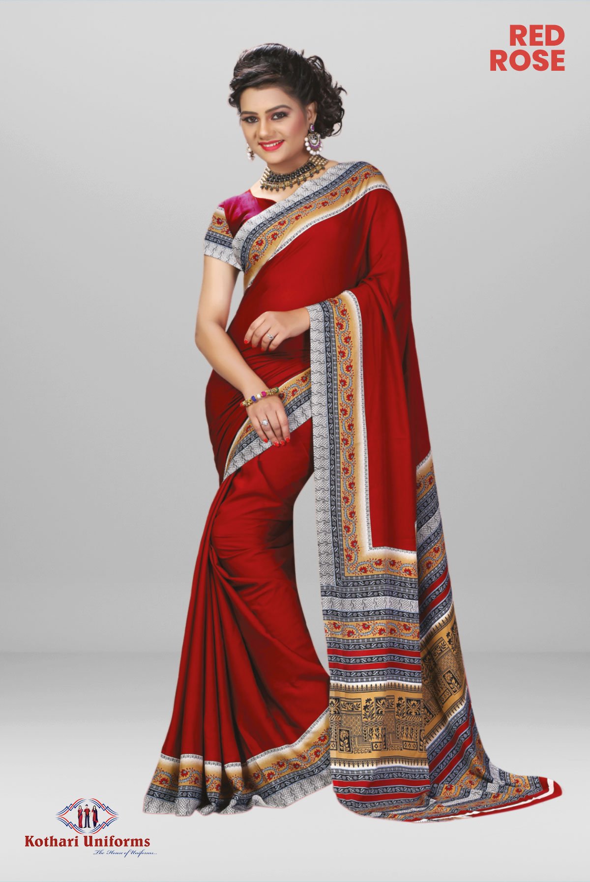 Red Rose | Uniform Saree [KT0086MB]