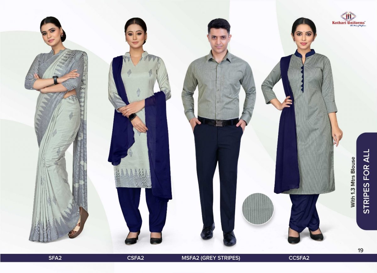 Stripes for all Uniform Saree with Blouse,Salwar set,Mens shirt & Pant, Corporate Chudidhar Combo - SFA 2