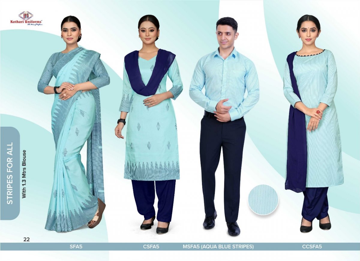 Stripes for all Uniform Saree with Blouse,Salwar set,Mens shirt & Pant, Corporate Chudidhar Combo - SFA 5