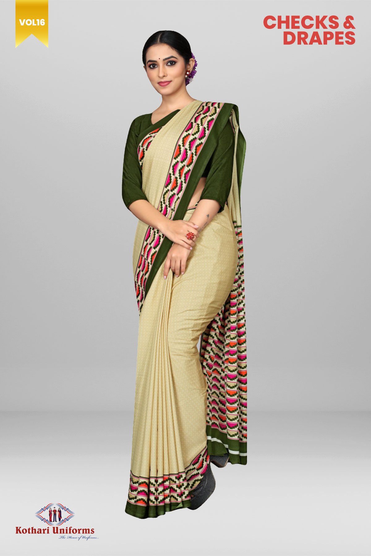 Checks & Drapes | Uniform Saree [CAD2]