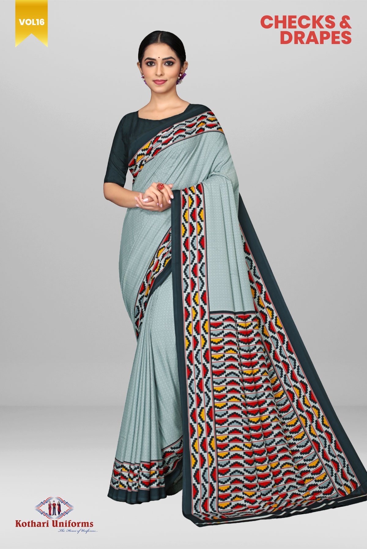 Checks & Drapes | Uniform Saree [CAD4]