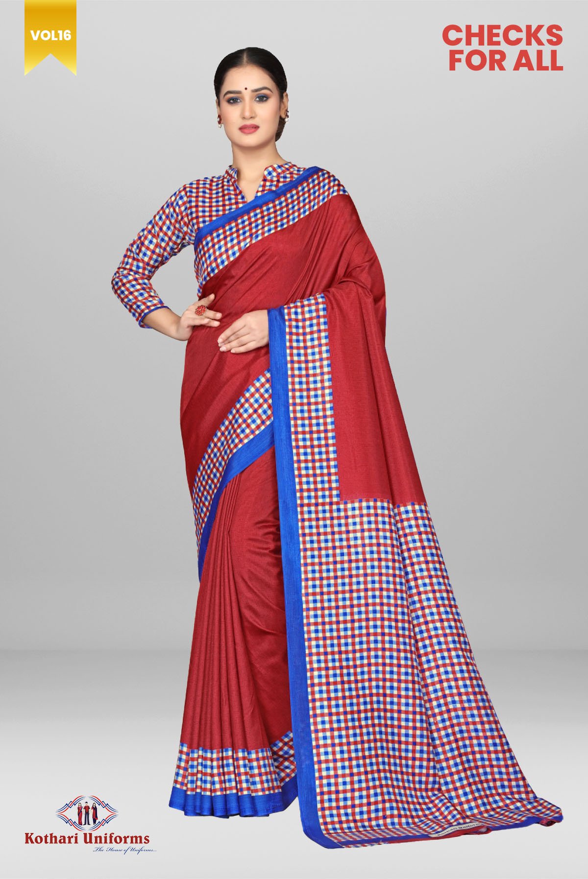 Checks For All | Uniform Saree [CFA3]