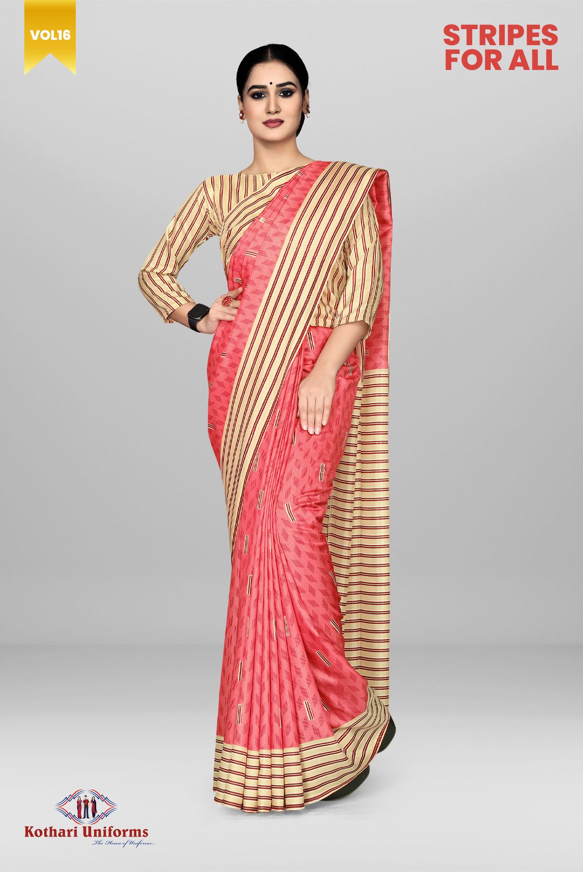 Stripes For All  | Uniform Saree [SFA8]