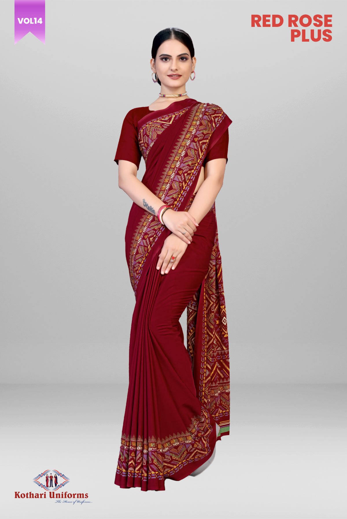 Red Rose Plus | Uniform Saree [RPS1B]