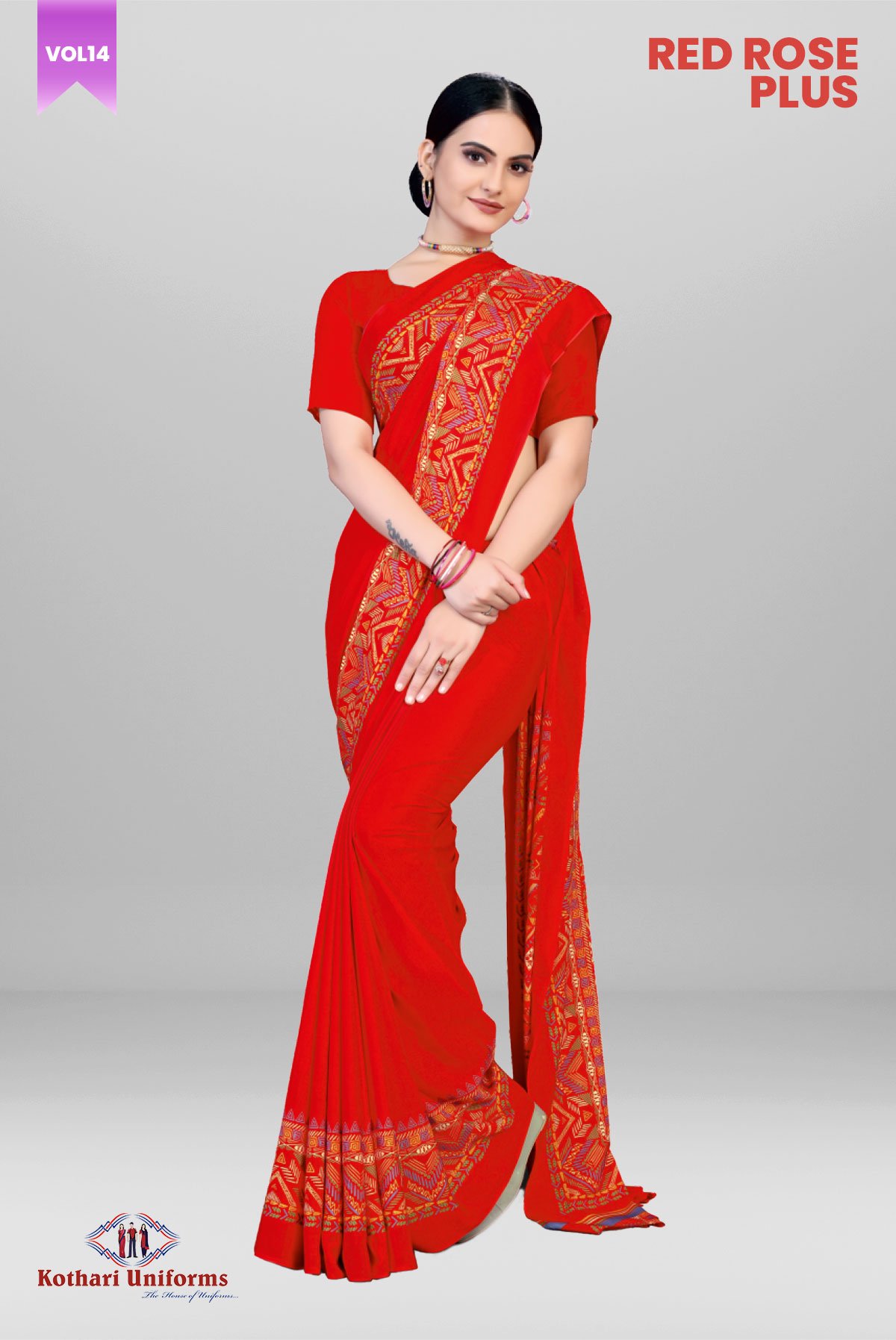 Red Rose Plus | Uniform Saree [RPS1C]