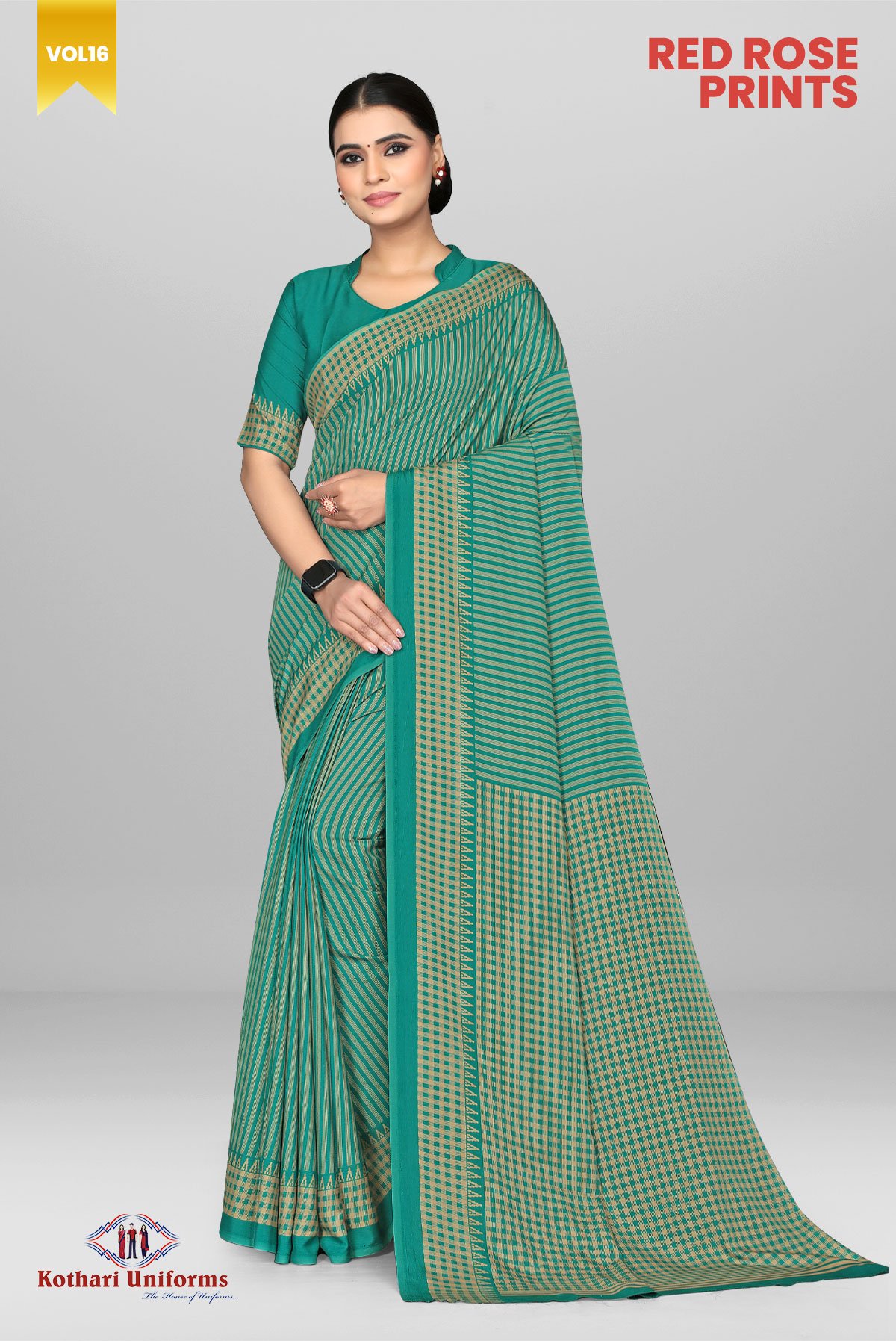 Red Rose Prints | Uniform Saree [RRP1C]