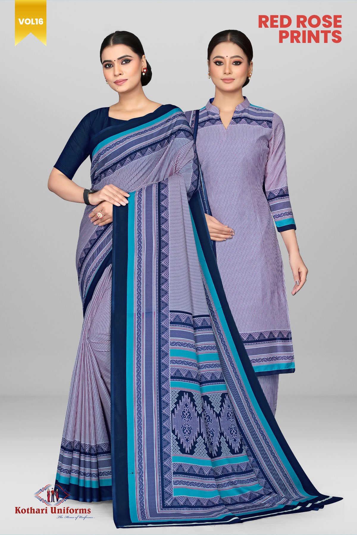 Red Rose Prints | Uniform Saree & Salwar Combo [RRP2A]