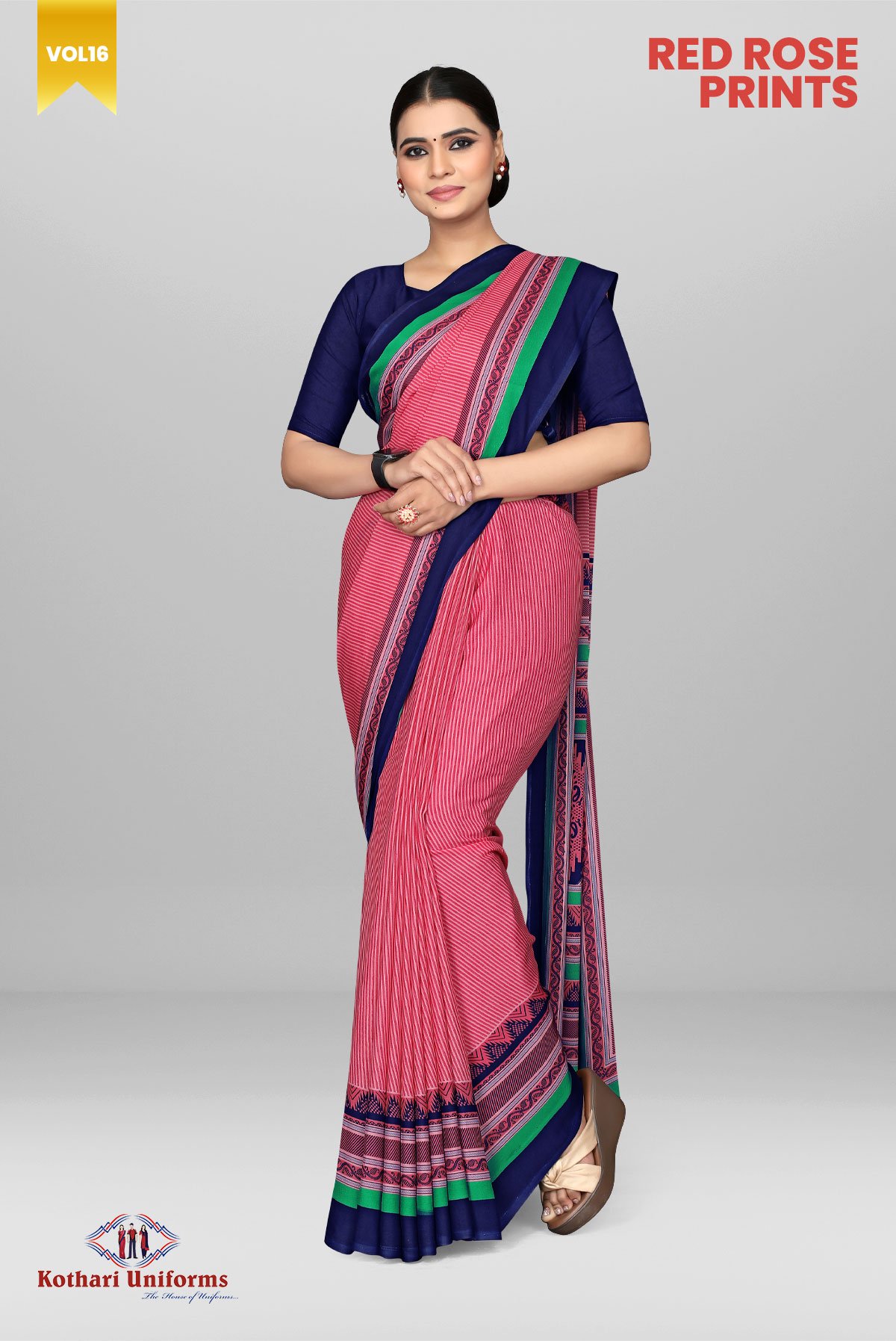 Red Rose Prints | Uniform Saree [RRP2D]