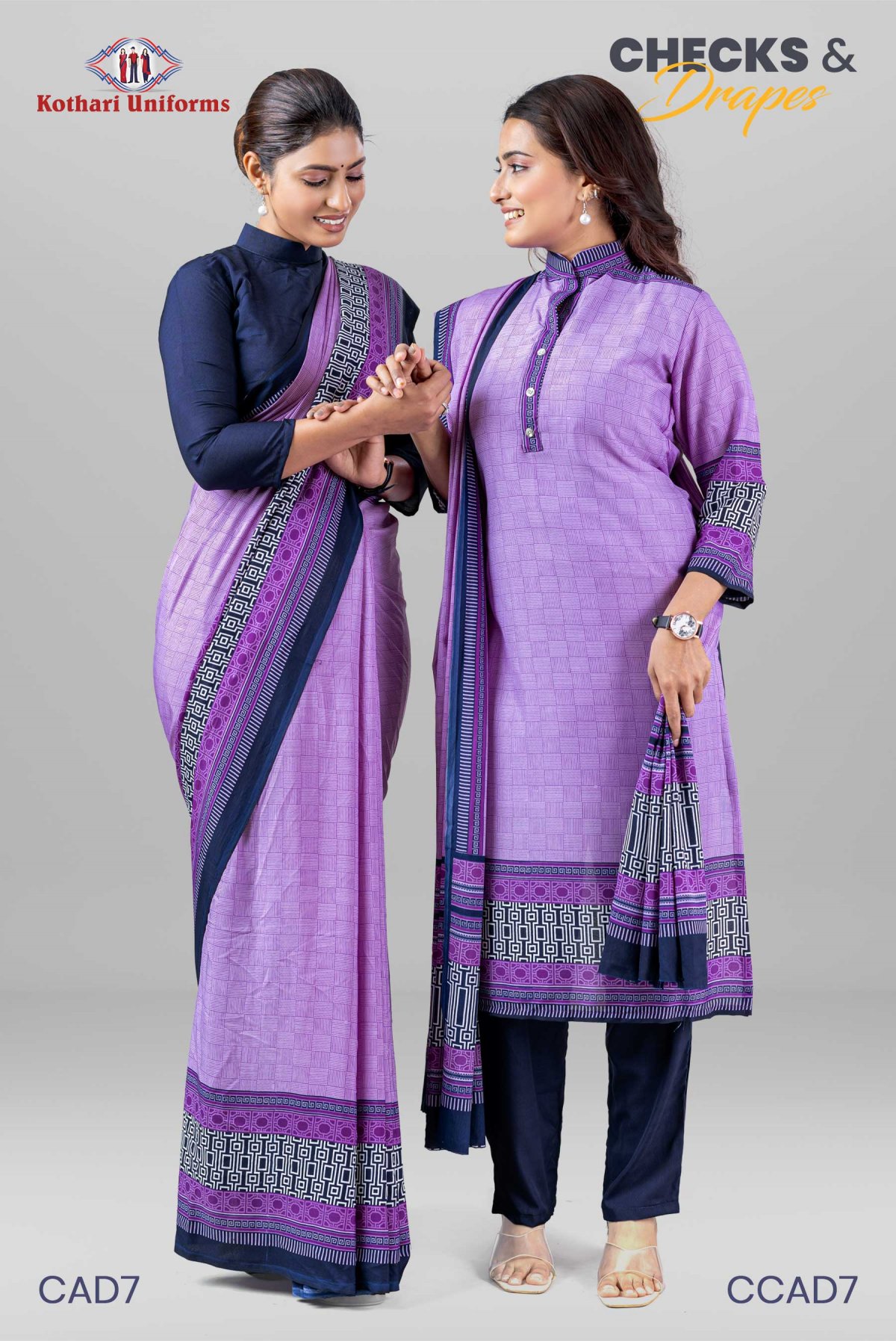 Checks & Drapes | Uniform Saree & Salwar Combo [CAD7]