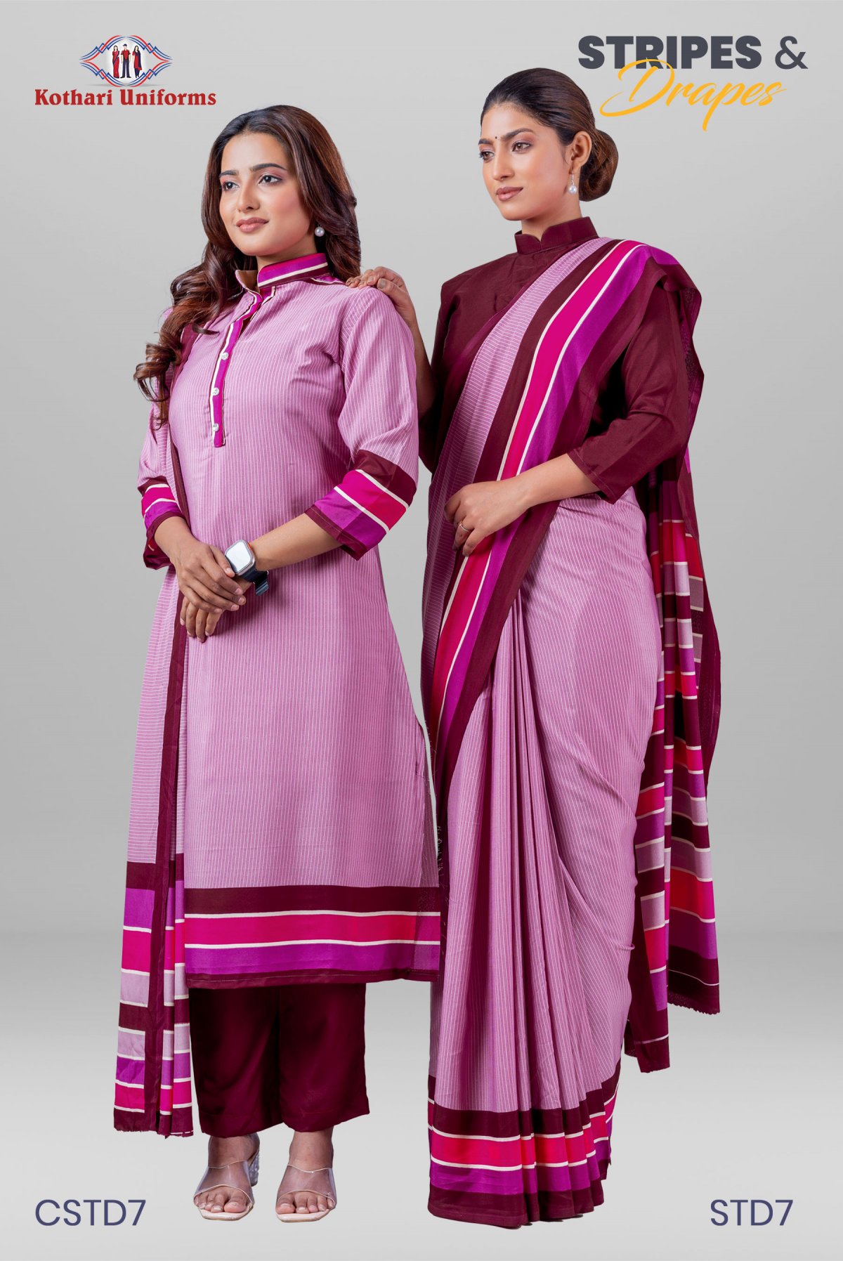 Stripes & Drapes | Uniform Saree & Salwar Combo [STD7]