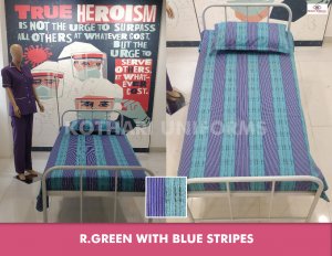 Cotton R.Green With Blue Stripes 