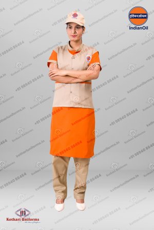 IOCL - Indian Oil Petrol Pump Female Filler Uniform - Sleeveless Coat, Salwar Set & Cap