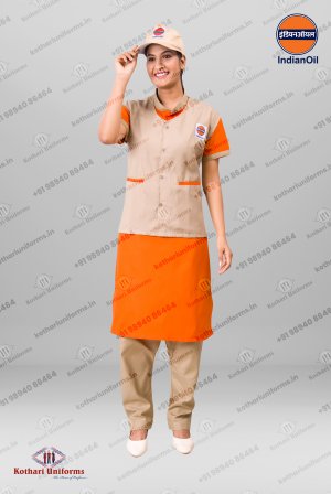IOCL - Indian Oil Petrol Pump Female Filler Uniform - Sleeveless Coat, Salwar Set & Cap