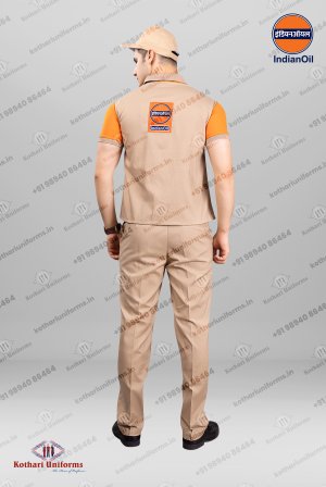 IOCL - Indian Oil Petrol Pump Filler Uniform - Sleeveless coat, Tshirt, Pant, & Cap