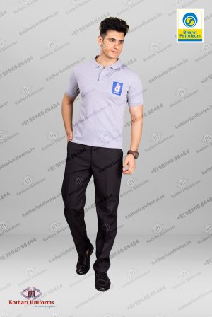 BPCL - Bharat Petroleum Petrol Pump Filler Uniforms - Grey Tshirt & Pants