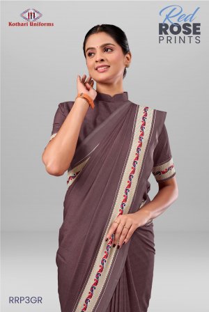 Red Rose Prints | Uniform Saree [RRP3GR]