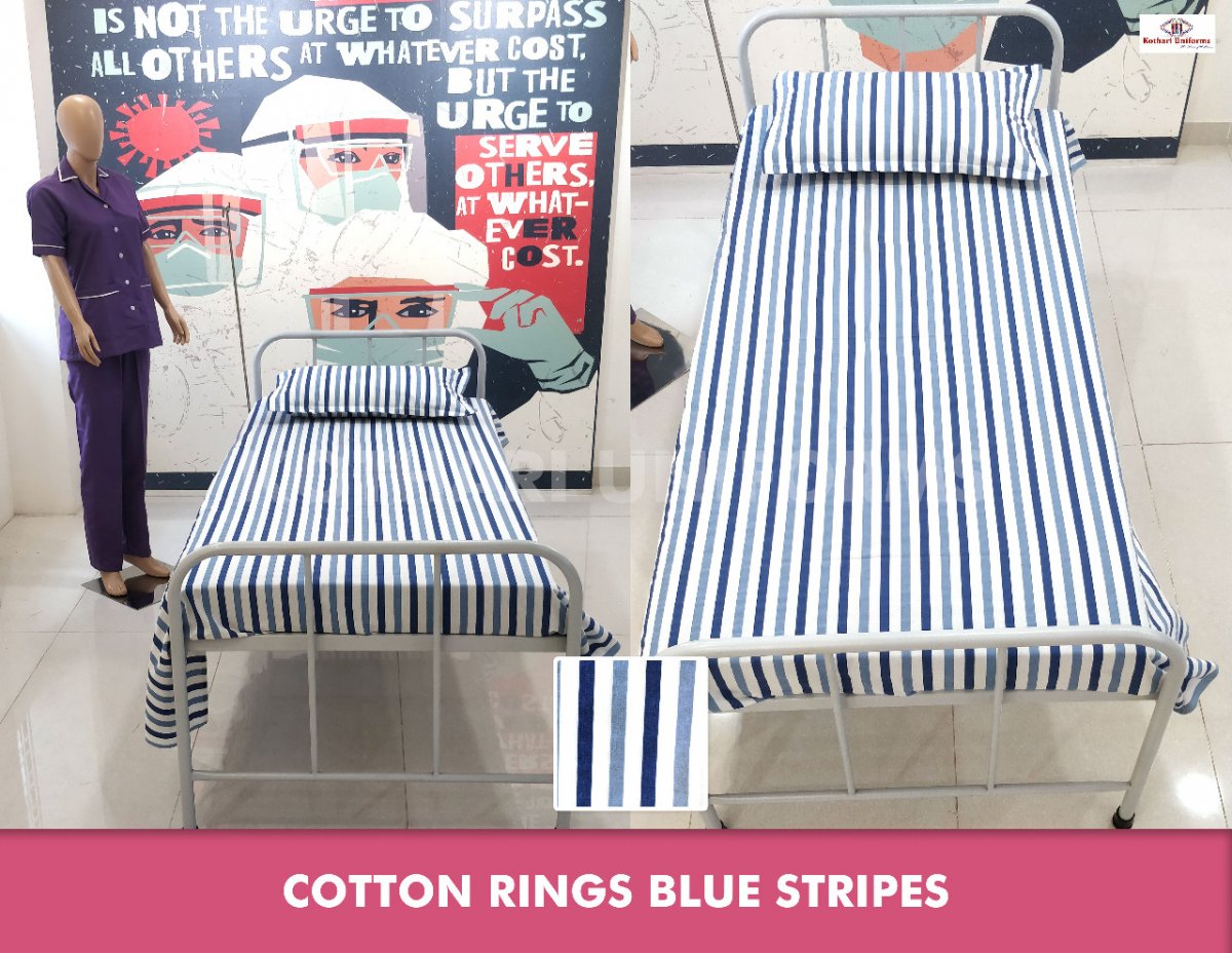 Cotton Rings Blue Bedsheet with pillow Cover 