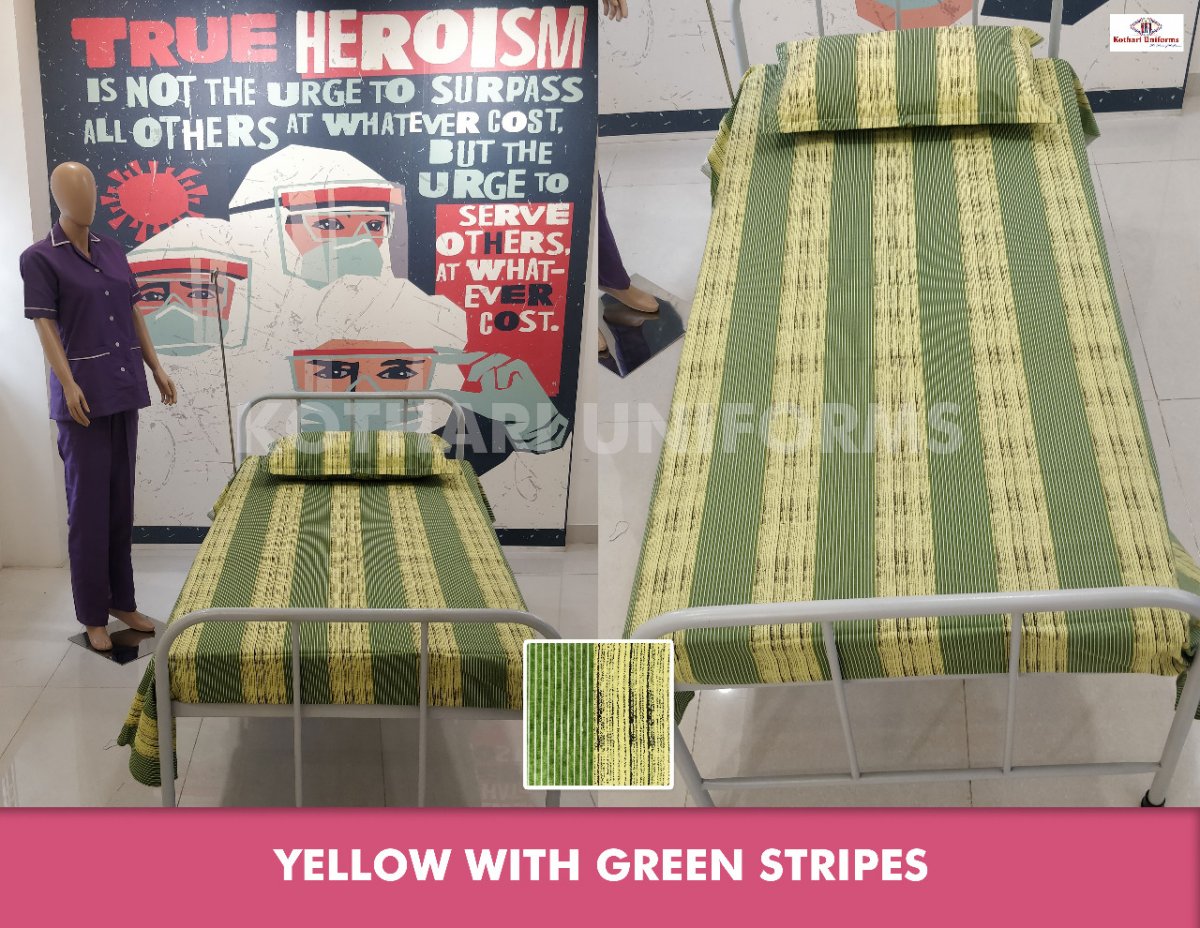 Cotton Yellow with Green Stripe 