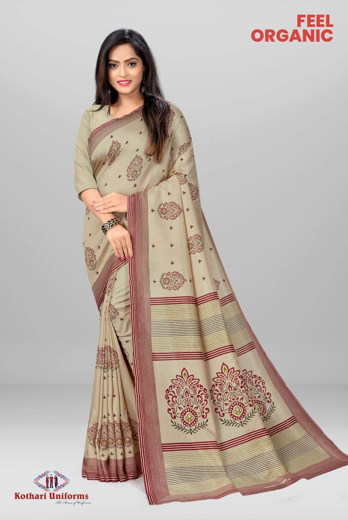 Silk Formal Wear Cotton Uniform Saree at Rs 825 in Thane | ID: 17147189533