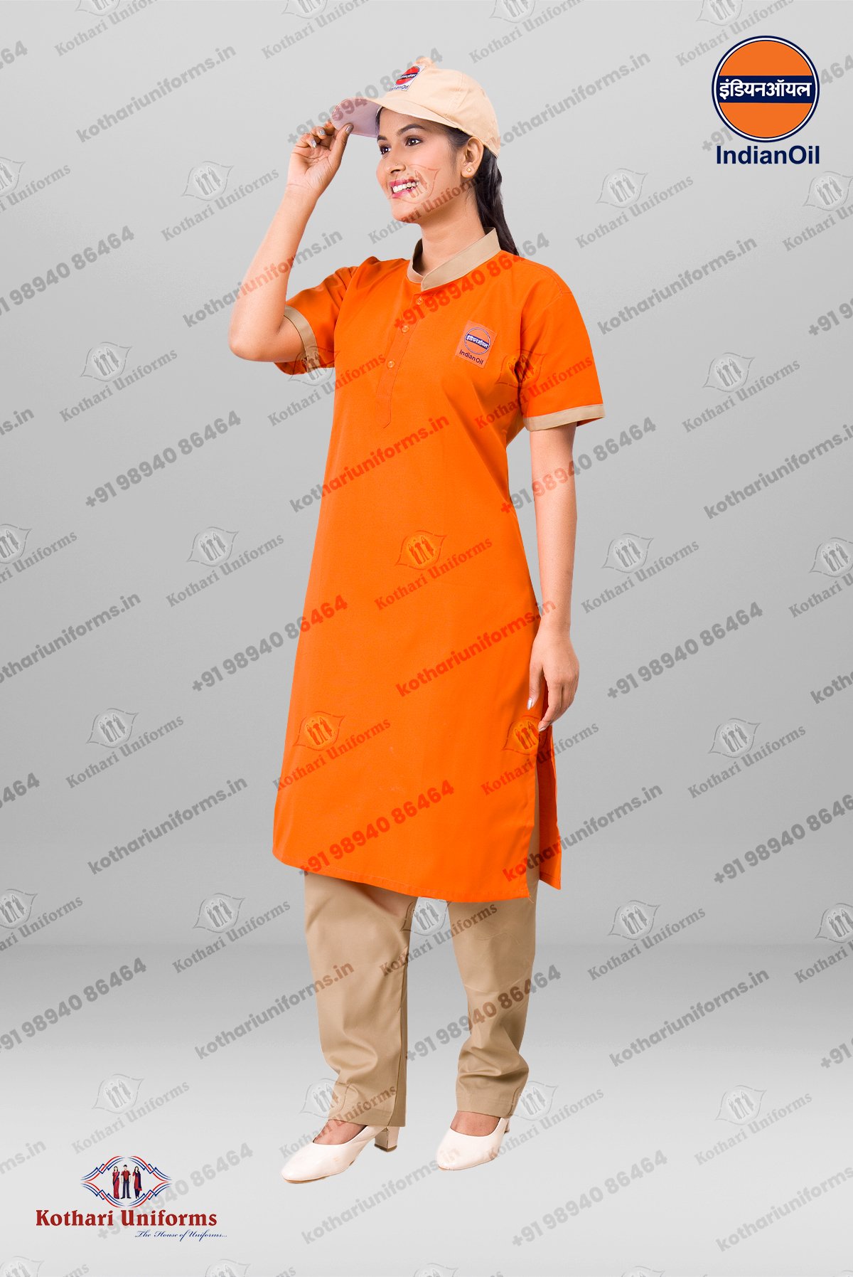 IOCL - Indian Oil Petrol Pump Female Filler Uniform - Salwar Set & Cap