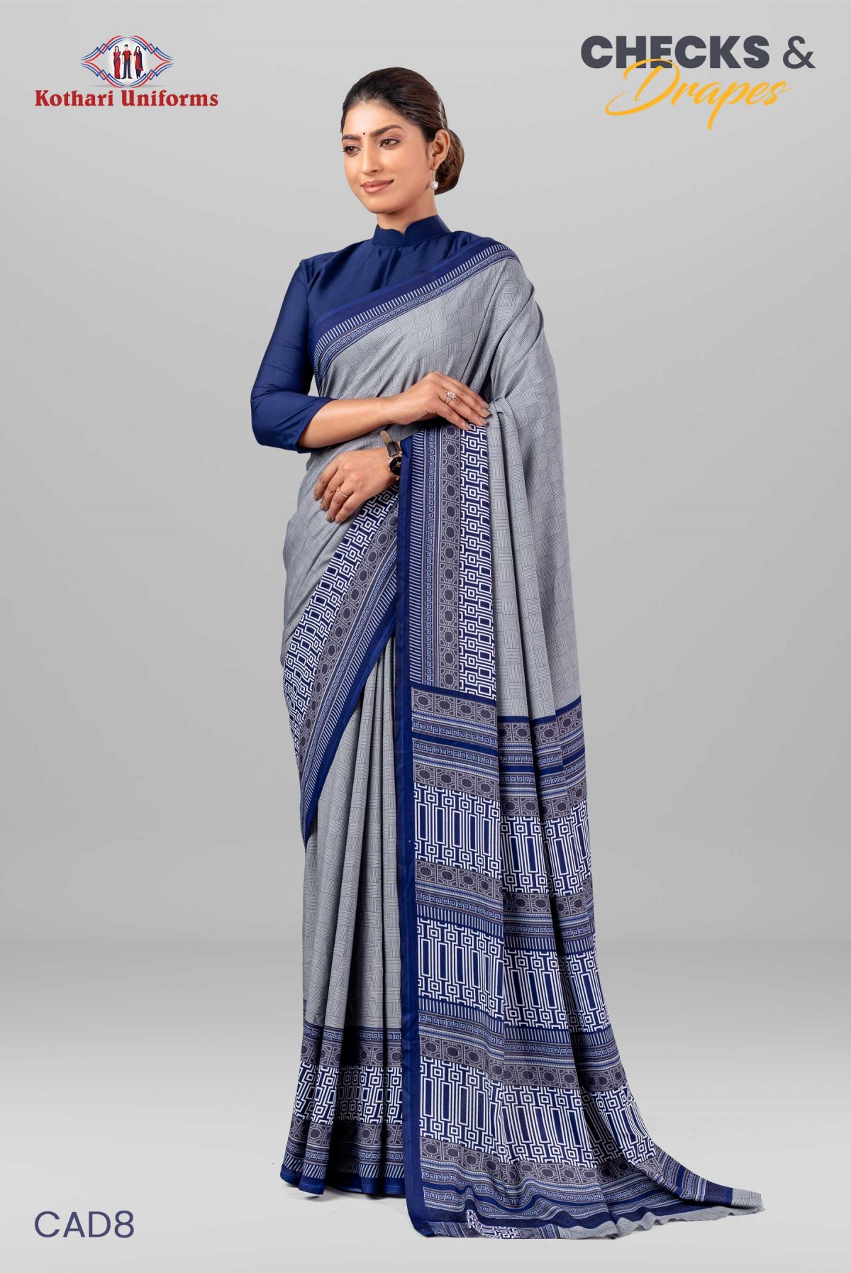 Checks & Drapes | Uniform Saree [CAD8]