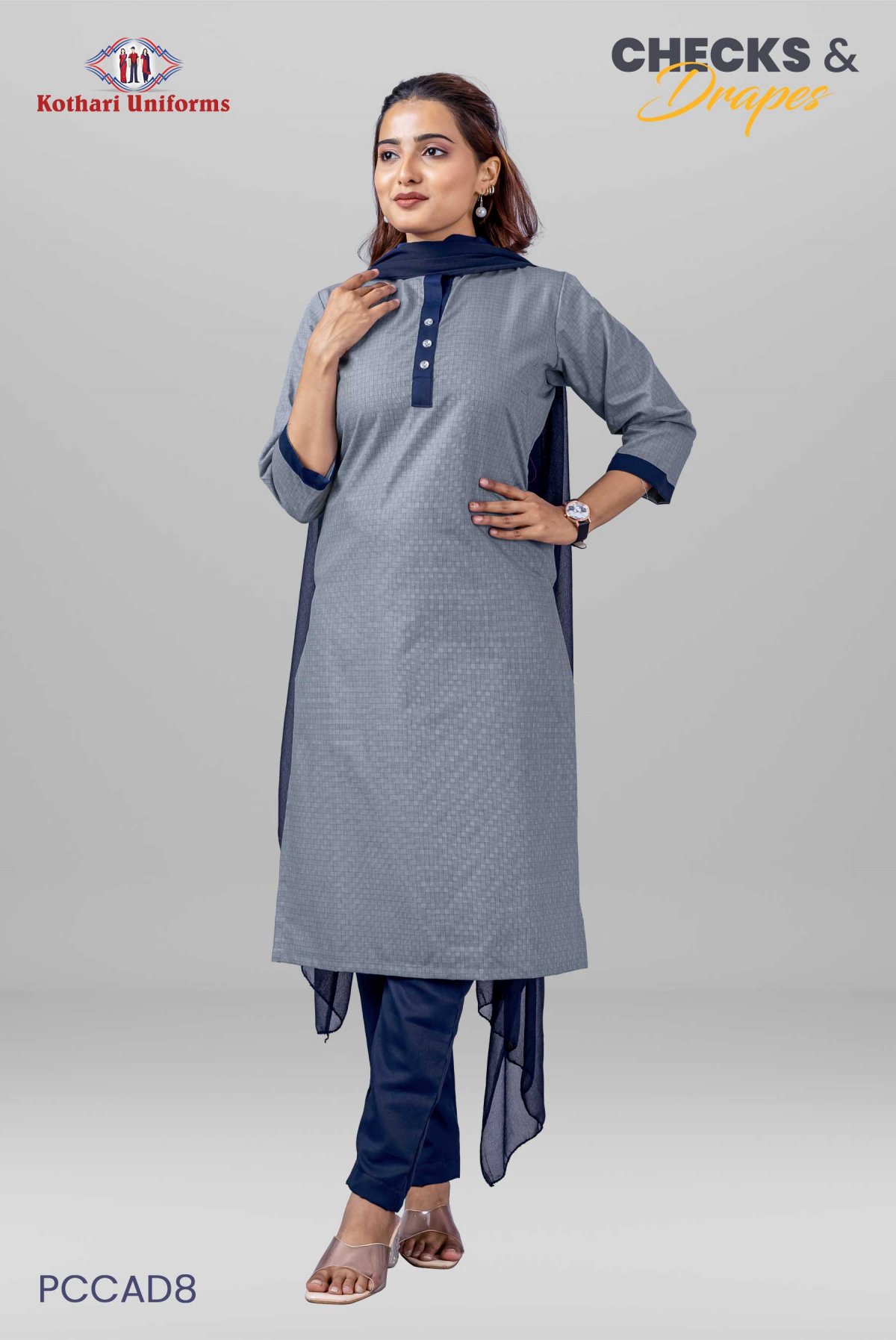 Checks & Drapes | Uniform Salwar Set [PCCAD8]