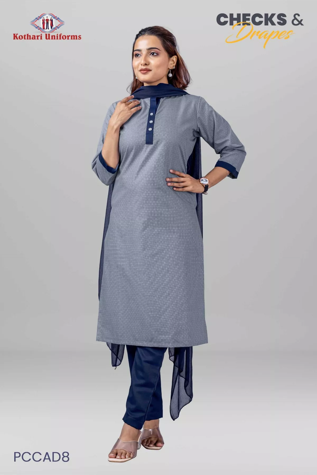 Checks & Drapes | Uniform Salwar Set [PCCAD8]