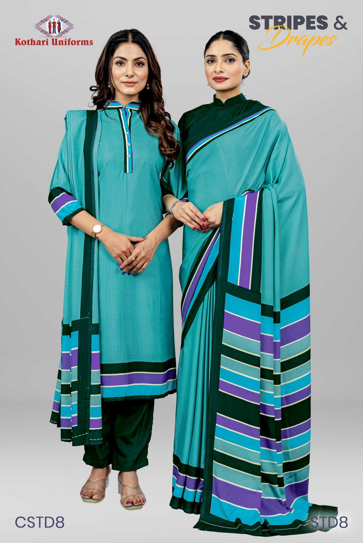Stripes & Drapes | Uniform Saree & Salwar Combo [STD8]