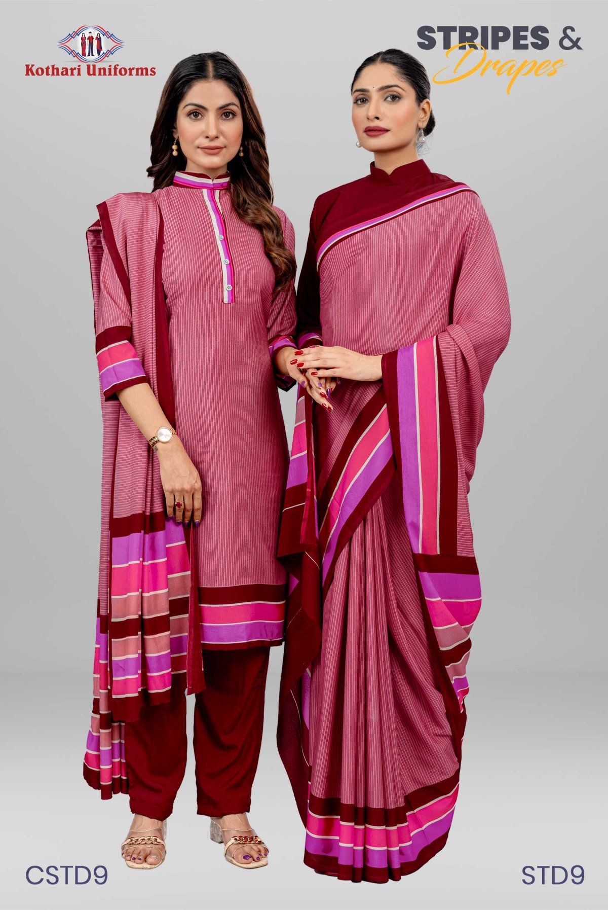 Stripes & Drapes | Uniform Saree & Salwar Combo [STD9]