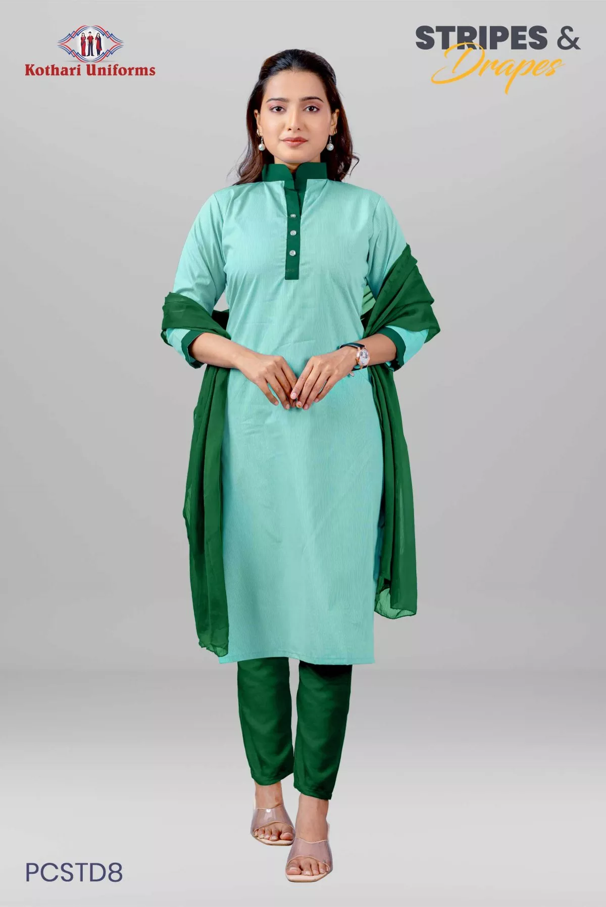 Stripes & Drapes | Uniform Salwar Set [PCSTD8]