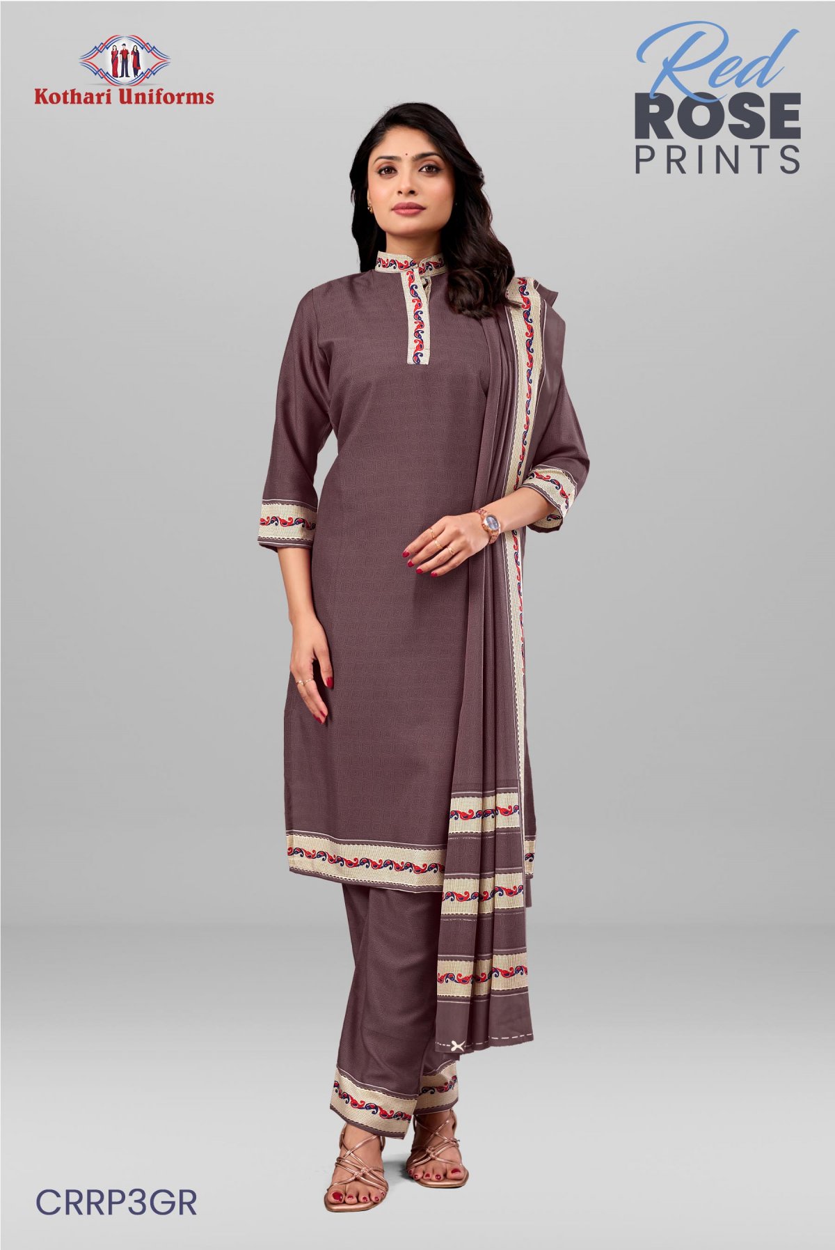 Red Rose Prints | Uniform Salwar Set [CRRP3GR]