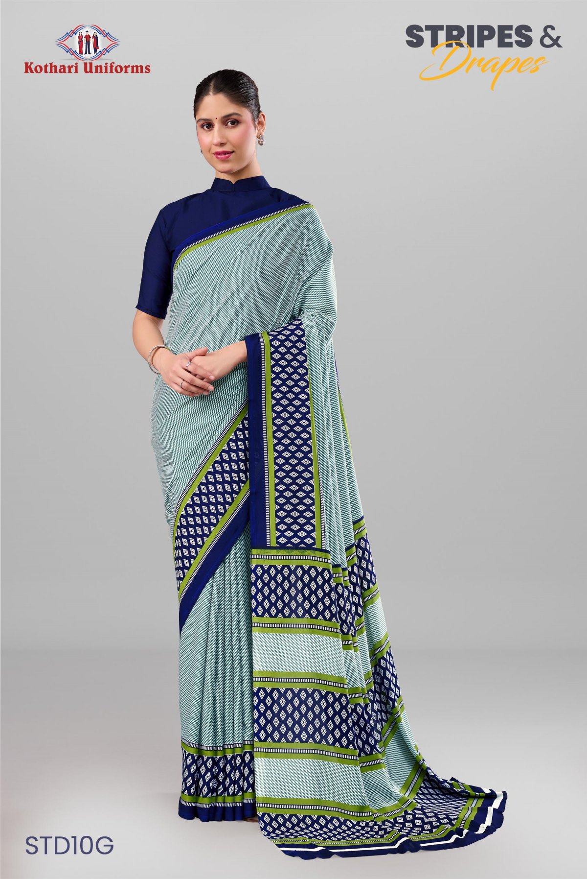Stripes & Drapes | Uniform Saree [STD10G]