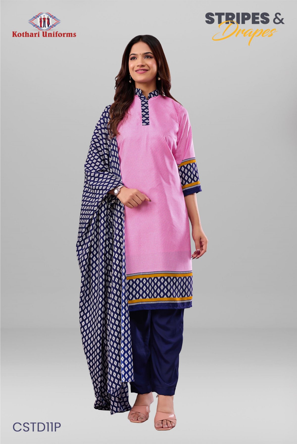 Stripes & Drapes | Uniform Salwar Set [CSTD11P]