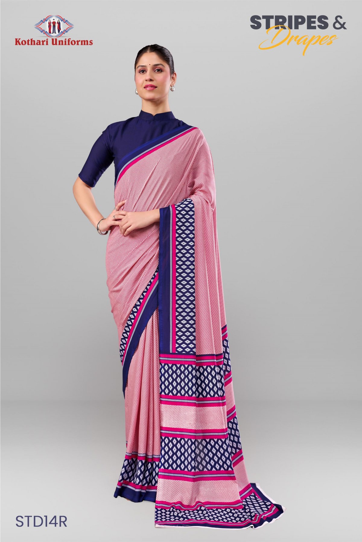 Stripes & Drapes | Uniform Saree [STD14R]