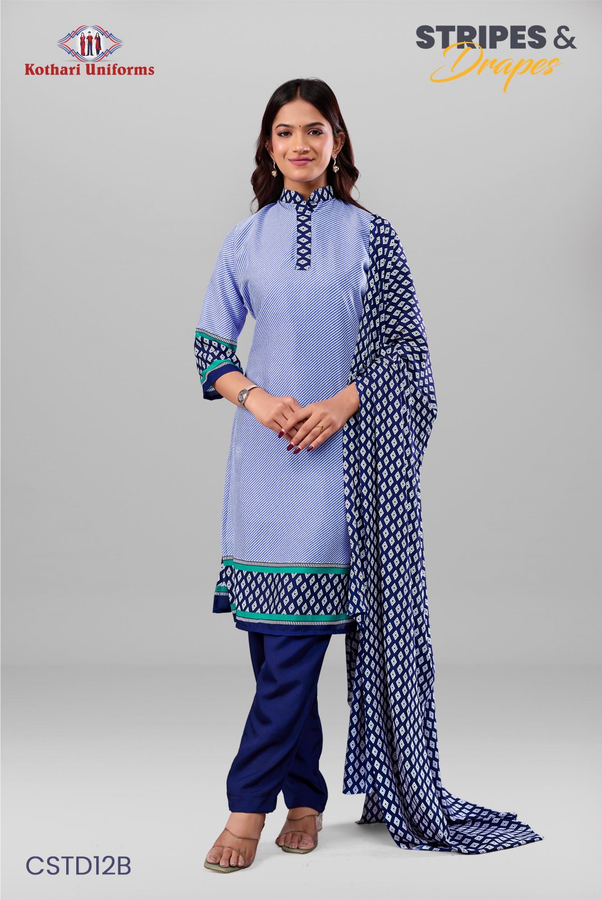 Stripes & Drapes | Uniform Salwar Set [CSTD12B]