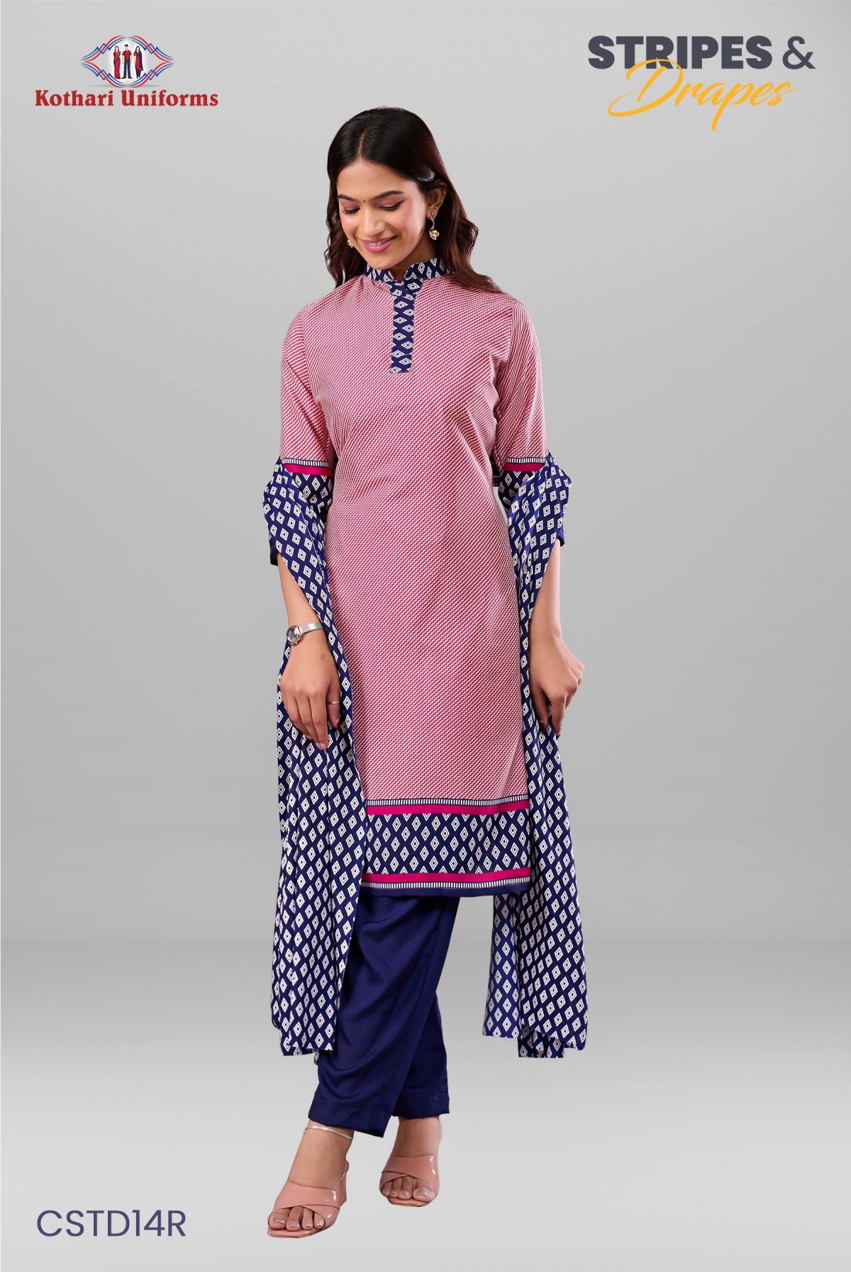 Stripes & Drapes | Uniform Salwar Set [CSTD14R]