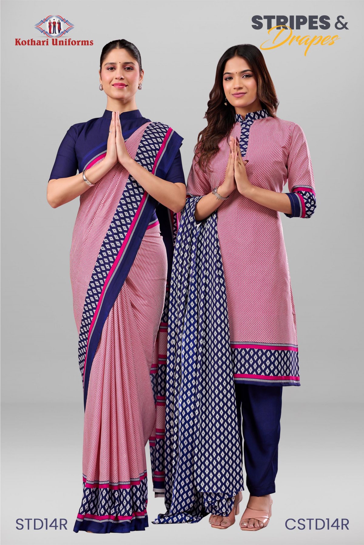 Stripes & Drapes | Uniform Saree & Salwar Combo [STD14R]